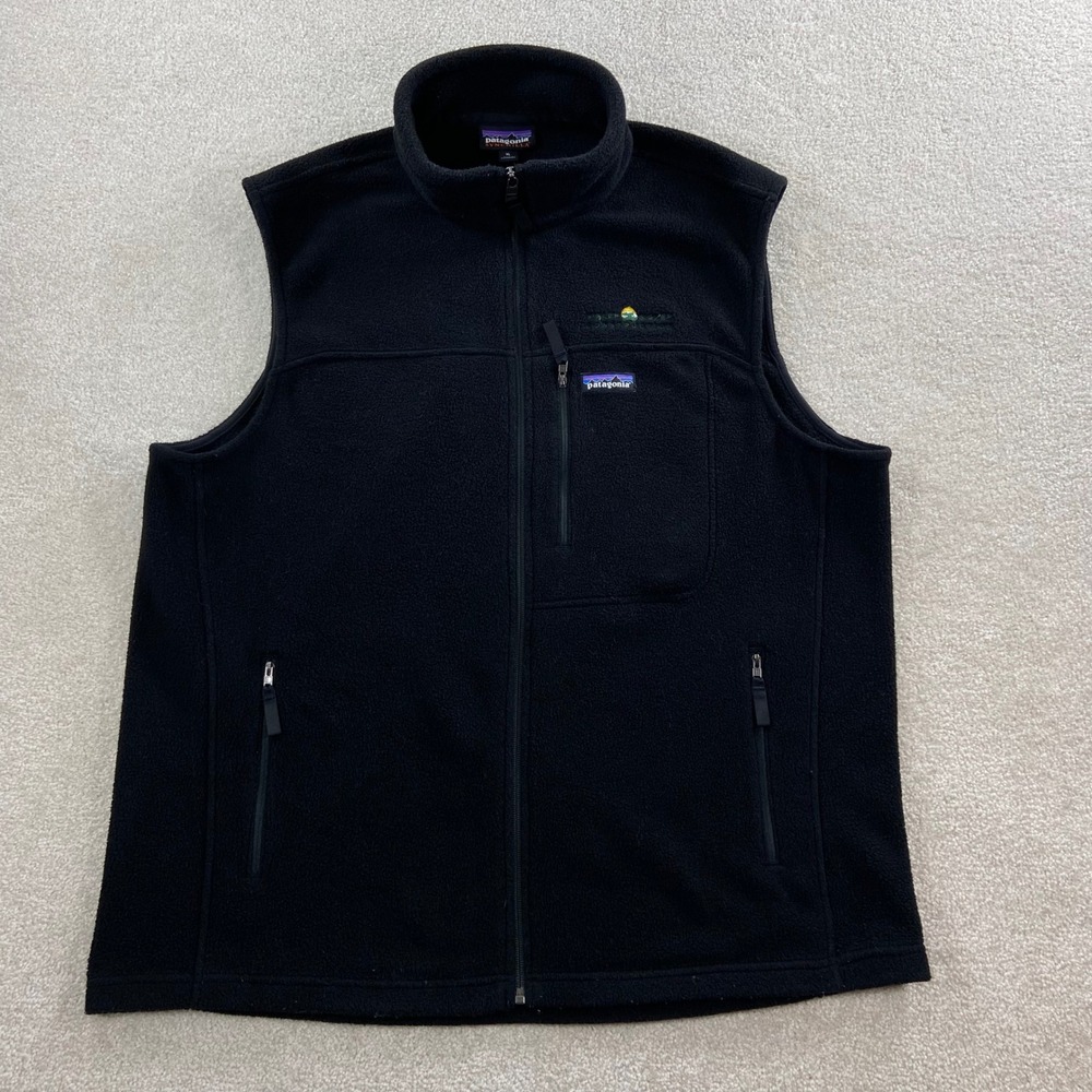 Patagonia Synchilla Vest Mens XL Black Full Zip Fleece Pockets